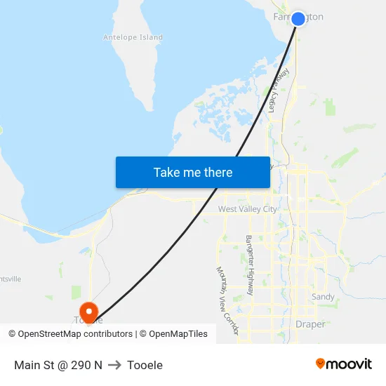 Main St @ 290 N to Tooele map
