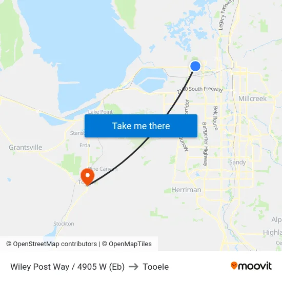 Wiley Post Way / 4905 W (Eb) to Tooele map