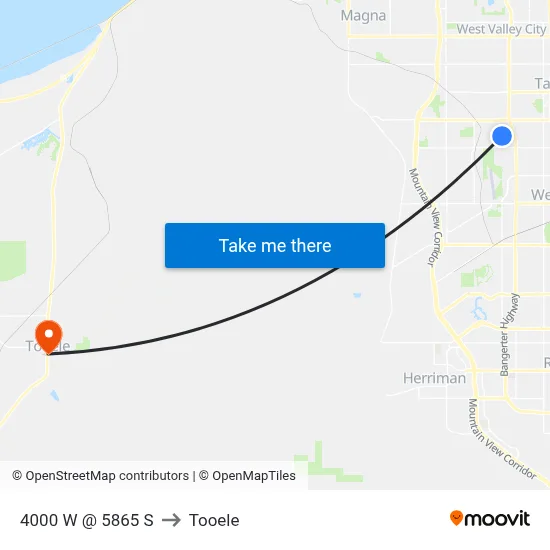 4000 W @ 5865 S to Tooele map
