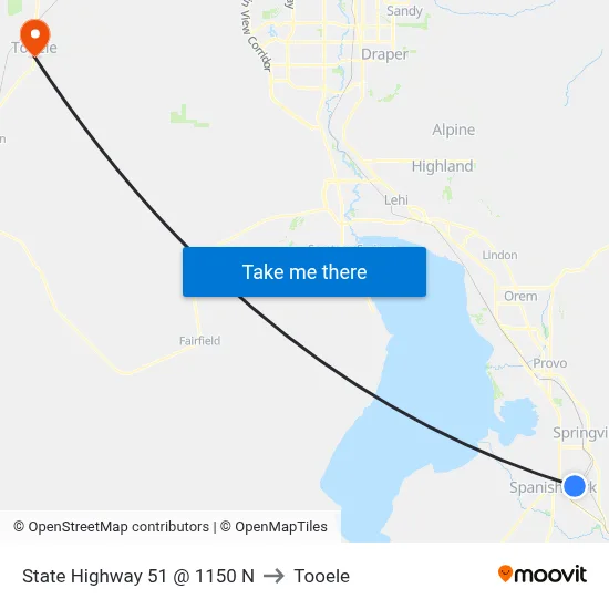 State Highway 51 @ 1150 N to Tooele map