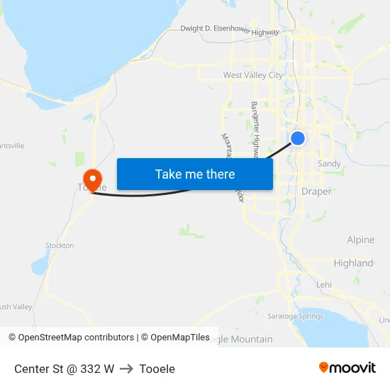 Center St @ 332 W to Tooele map