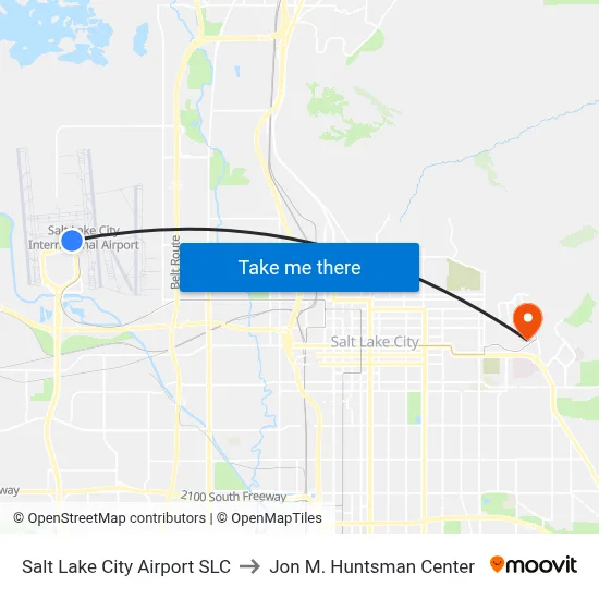 Salt Lake City Airport SLC to Jon M. Huntsman Center map