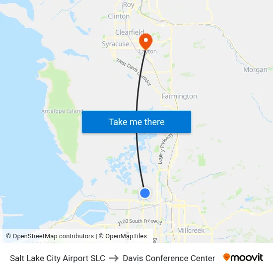 Salt Lake City Airport SLC to Davis Conference Center map