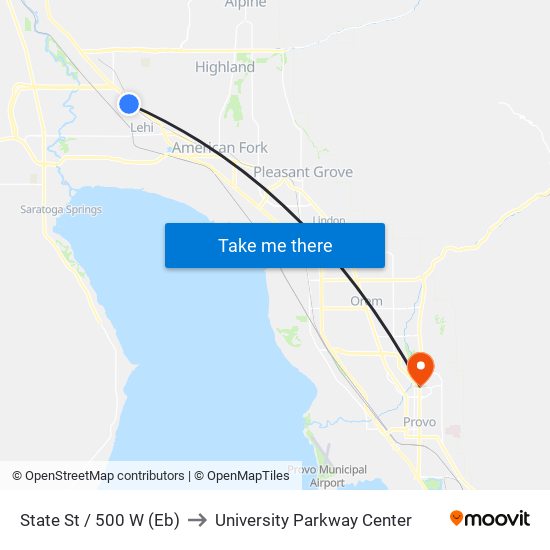 State St / 500 W (Eb) to University Parkway Center map