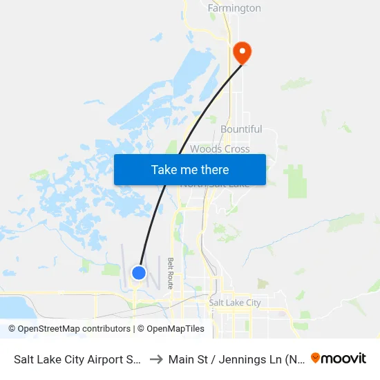 Salt Lake City Airport SLC to Main St / Jennings Ln (Nb) map