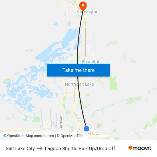 Salt Lake City to Lagoon Shuttle Pick Up / Drop Off map