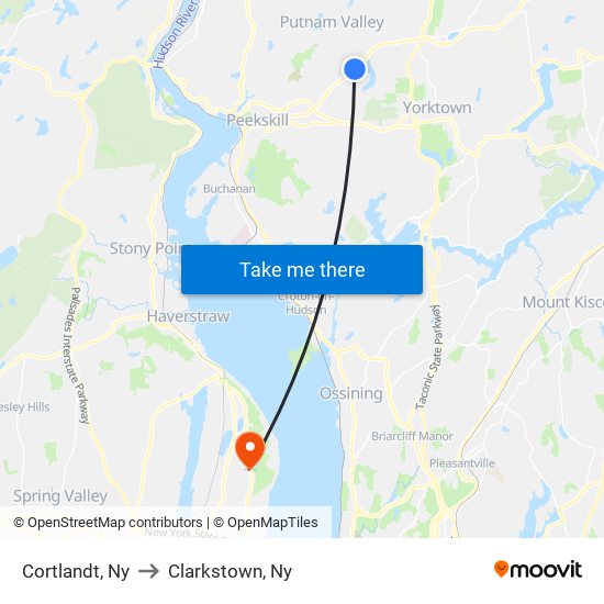 Cortlandt, Ny to Clarkstown, Ny map