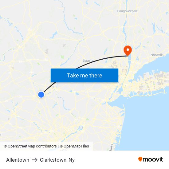 Allentown to Clarkstown, Ny map