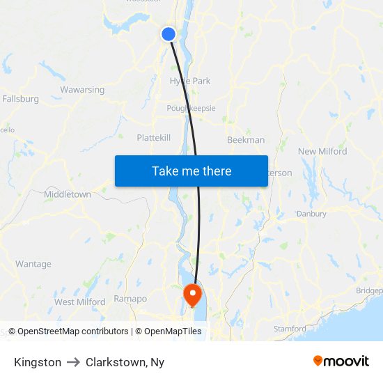 Kingston to Clarkstown, Ny map