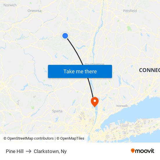 Pine Hill to Clarkstown, Ny map