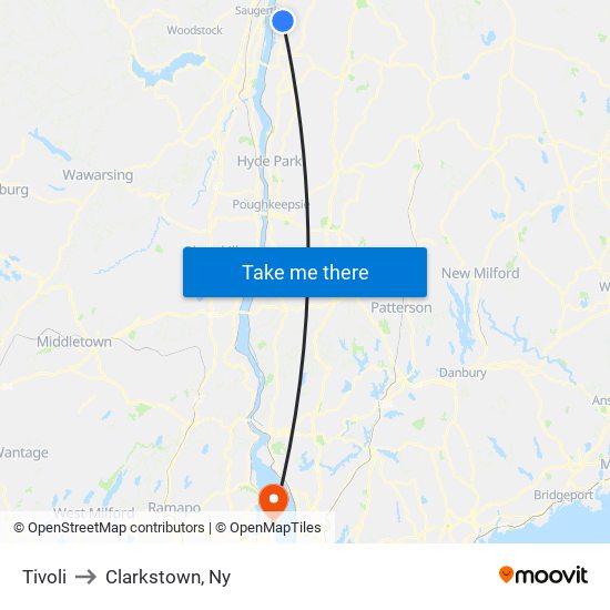 Tivoli to Clarkstown, Ny map