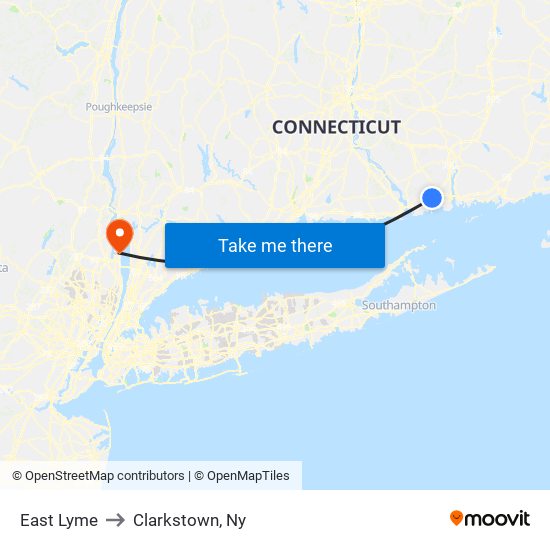 East Lyme to Clarkstown, Ny map