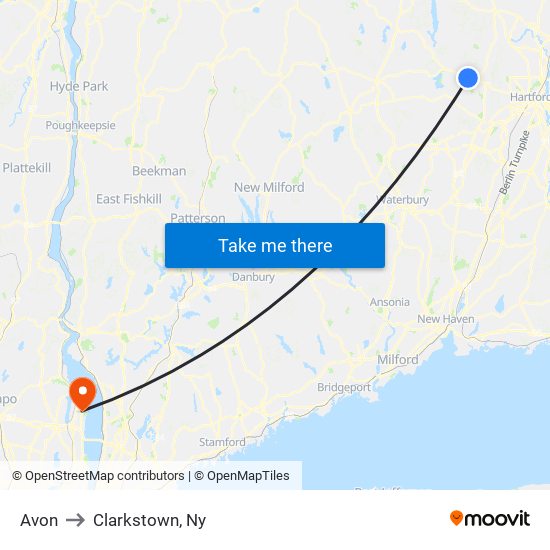 Avon to Clarkstown, Ny map