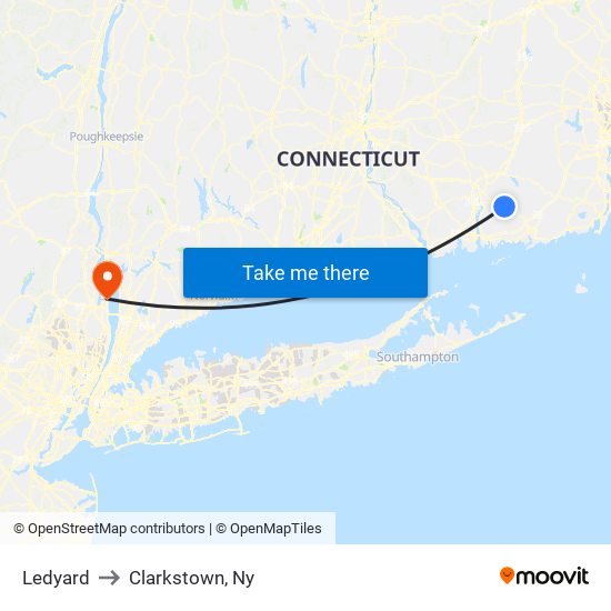 Ledyard to Clarkstown, Ny map