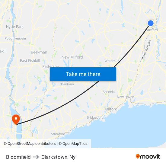 Bloomfield to Clarkstown, Ny map