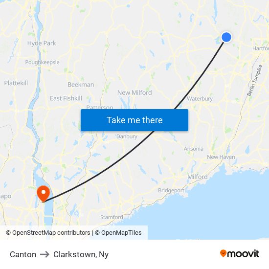 Canton to Clarkstown, Ny map