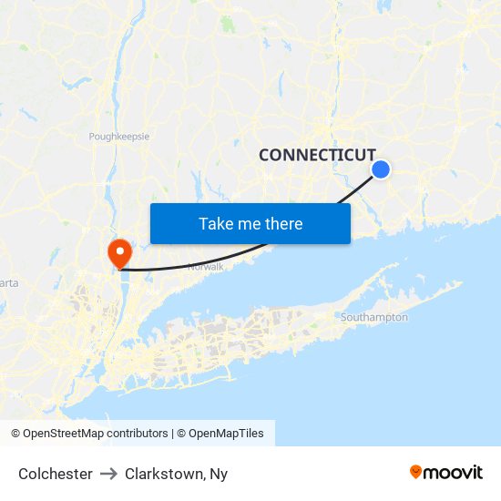 Colchester to Clarkstown, Ny map