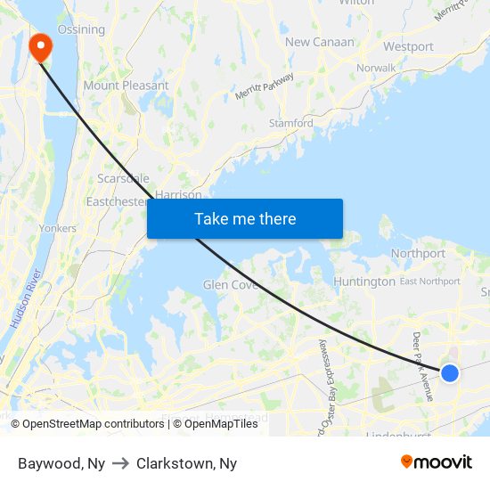 Baywood, Ny to Clarkstown, Ny map