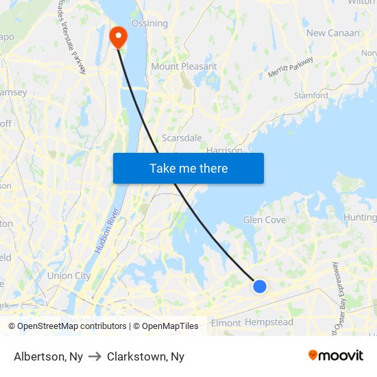 Albertson, Ny to Clarkstown, Ny map