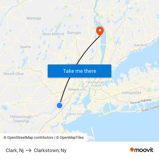 Clark, Nj to Clarkstown, Ny map