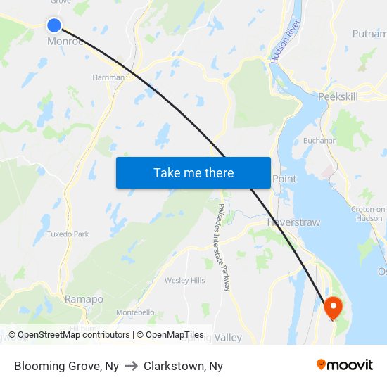 Blooming Grove, Ny to Clarkstown, Ny map