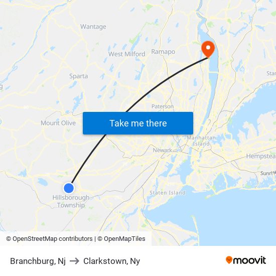 Branchburg, Nj to Clarkstown, Ny map