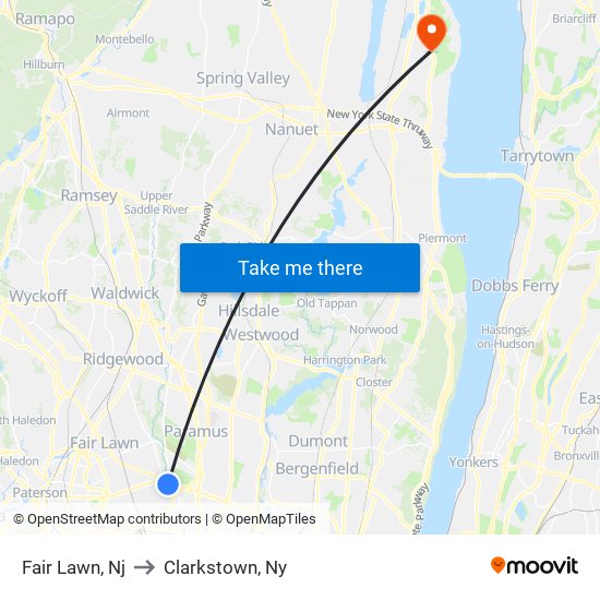 Fair Lawn, Nj to Clarkstown, Ny map