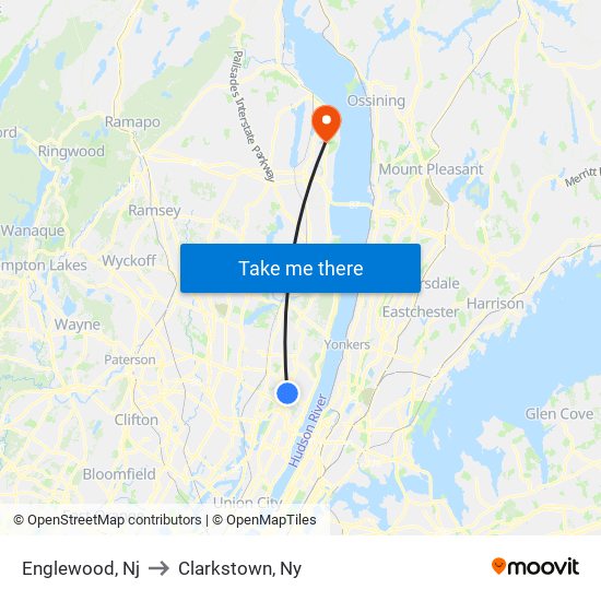 Englewood, Nj to Clarkstown, Ny map