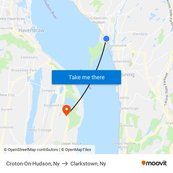 Croton-On-Hudson, Ny to Clarkstown, Ny map