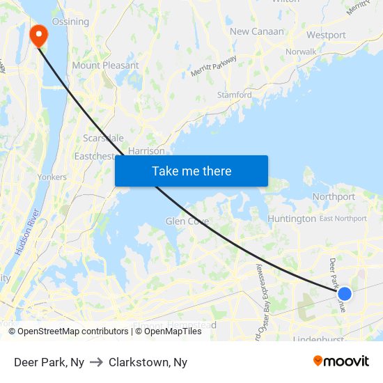 Deer Park, Ny to Clarkstown, Ny map