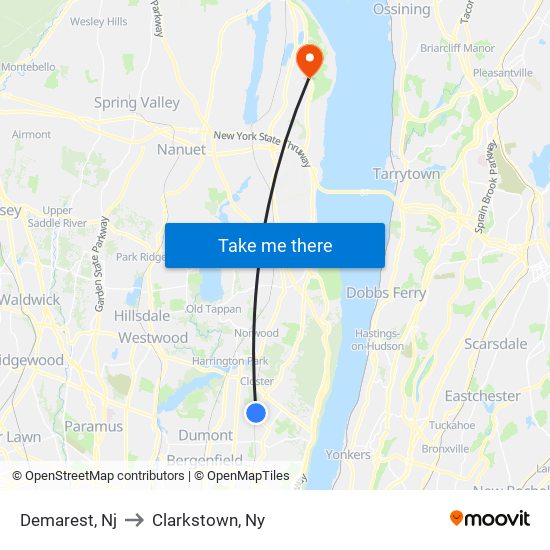 Demarest, Nj to Clarkstown, Ny map