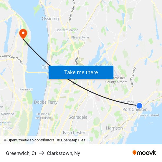 Greenwich, Ct to Clarkstown, Ny map