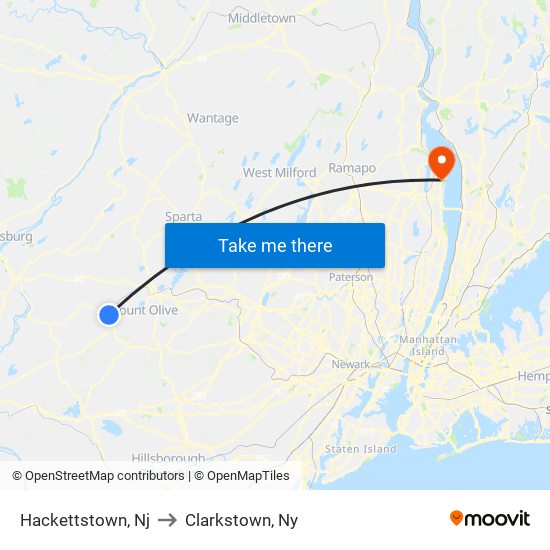 Hackettstown, Nj to Clarkstown, Ny map