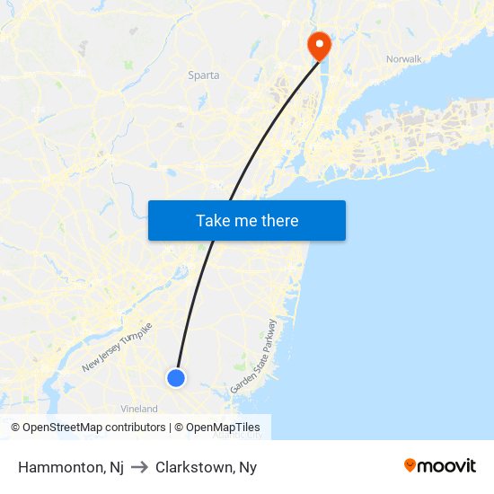 Hammonton, Nj to Clarkstown, Ny map