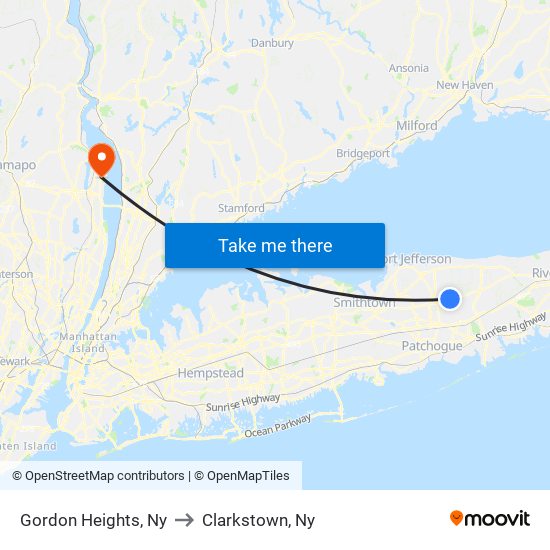 Gordon Heights, Ny to Clarkstown, Ny map