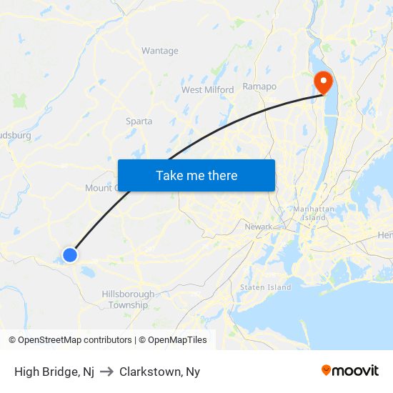 High Bridge, Nj to Clarkstown, Ny map