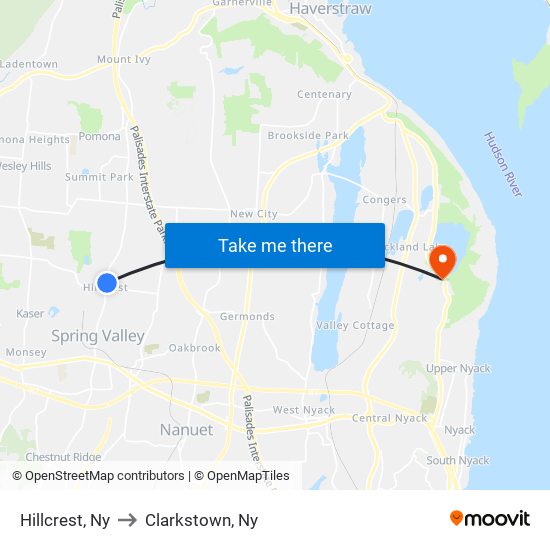 Hillcrest, Ny to Clarkstown, Ny map