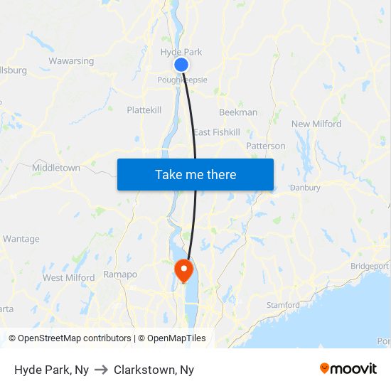 Hyde Park, Ny to Clarkstown, Ny map