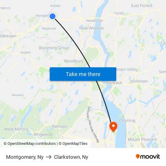 Montgomery, Ny to Clarkstown, Ny map