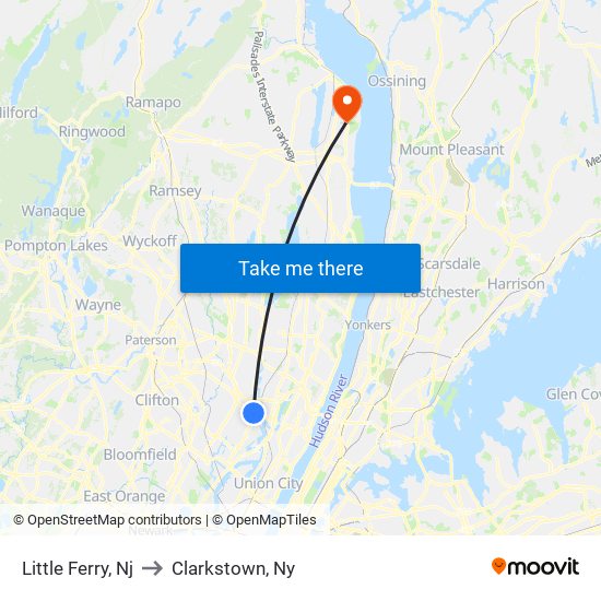 Little Ferry, Nj to Clarkstown, Ny map