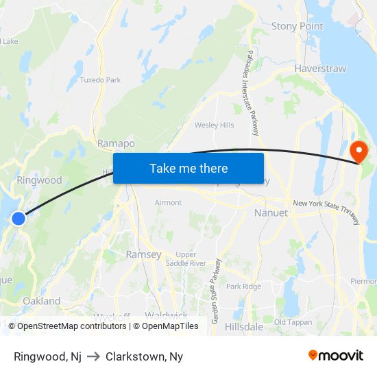 Ringwood, Nj to Clarkstown, Ny map