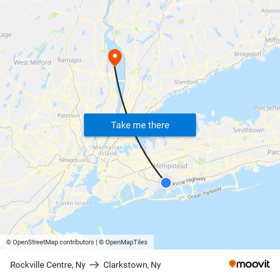 Rockville Centre, Ny to Clarkstown, Ny map