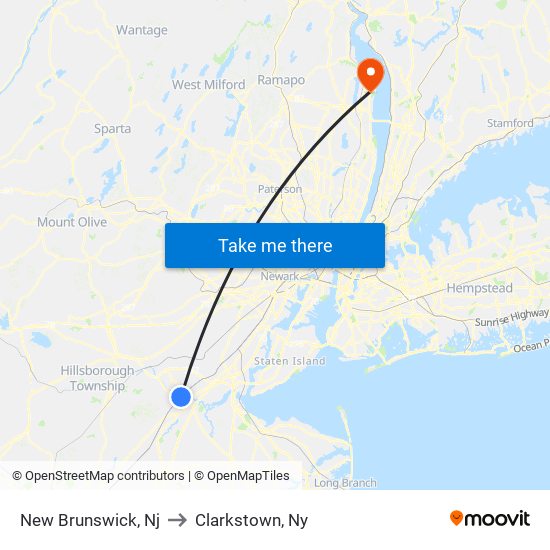 New Brunswick, Nj to Clarkstown, Ny map