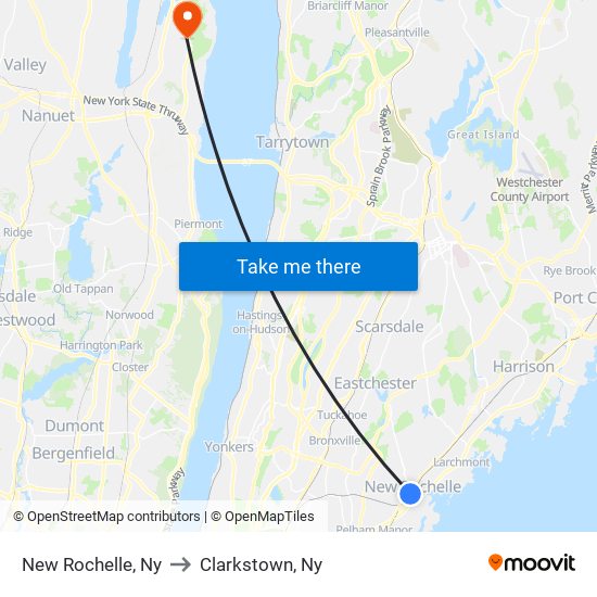 New Rochelle, Ny to Clarkstown, Ny map