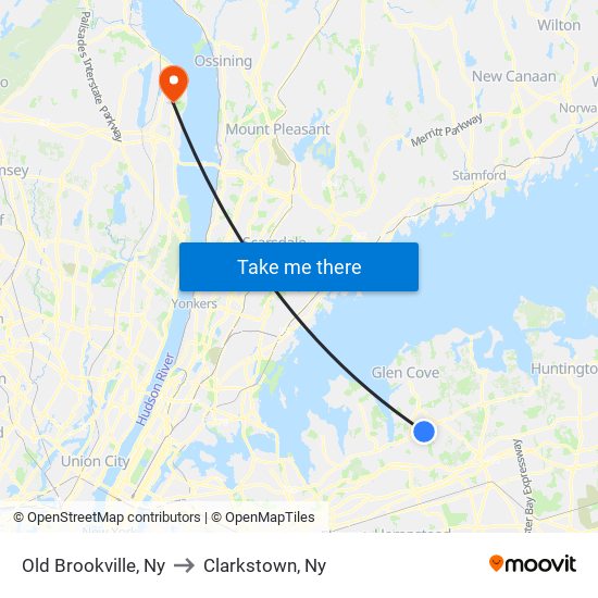 Old Brookville, Ny to Clarkstown, Ny map