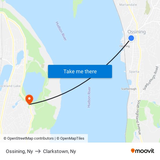 Ossining, Ny to Clarkstown, Ny map