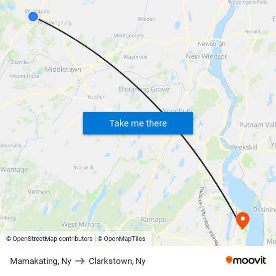 Mamakating, Ny to Clarkstown, Ny map