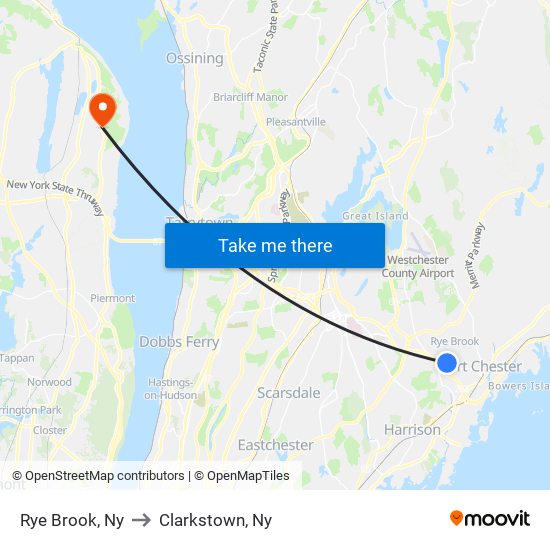 Rye Brook, Ny to Clarkstown, Ny map