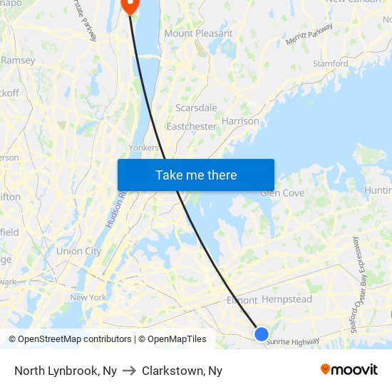 North Lynbrook, Ny to Clarkstown, Ny map