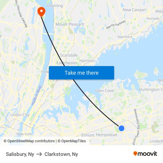 Salisbury, Ny to Clarkstown, Ny map